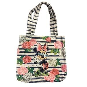 Disney Parks Authentic Minnie Navy Blue Striped Bag Beach Resort